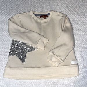 7 For all mankind fleece pullover with a silver star size 24 months